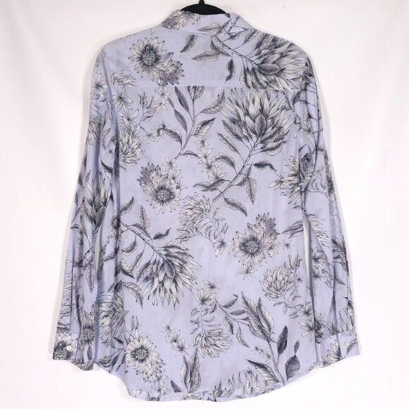 J.McLaughlin Lois Blouse Button Shirt Floral in Powdered Blue MARGAUX SMALL - Picture 2 of 11